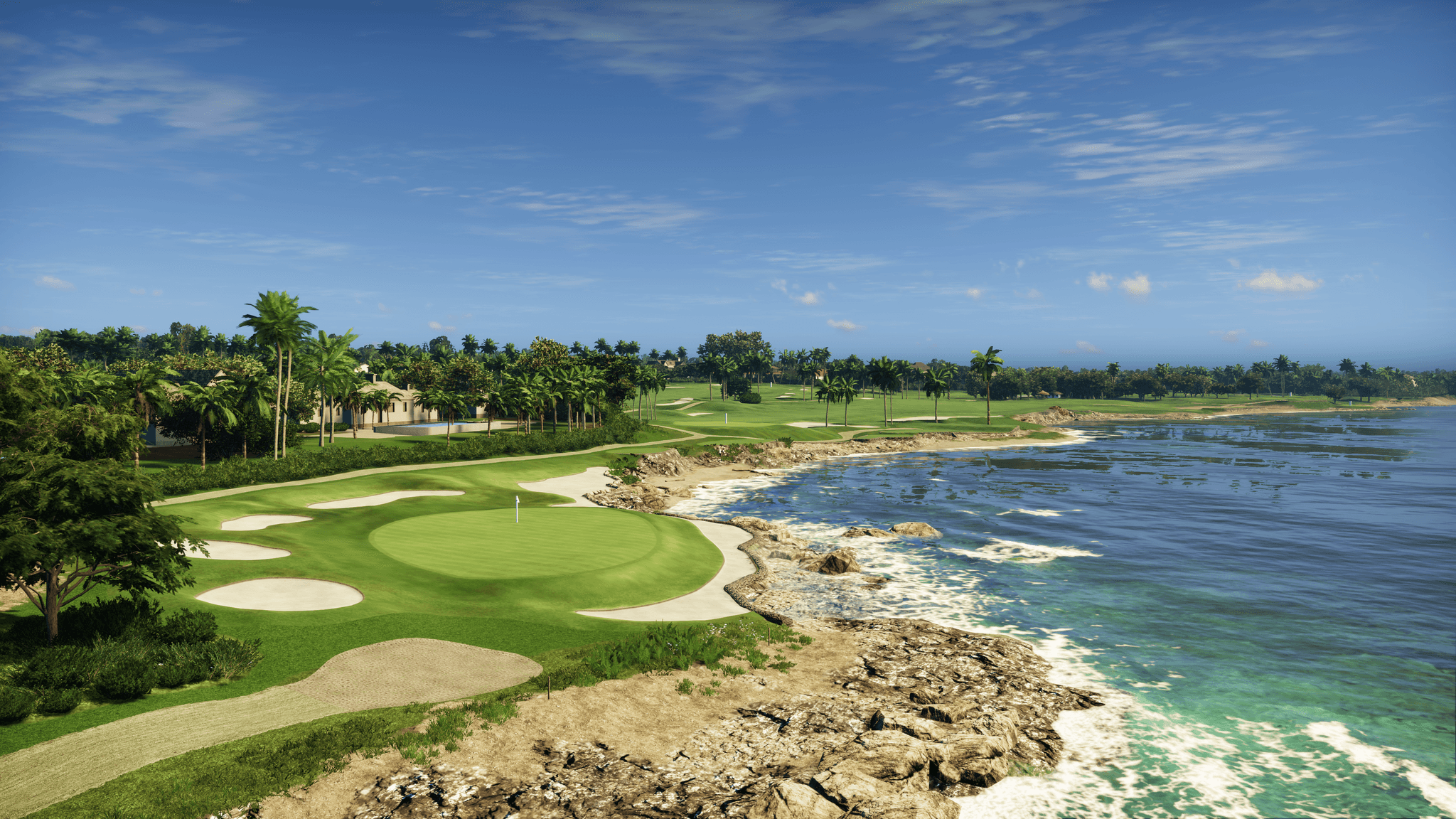 Par-3 hole on a Trackman iO simulator screen at Unbound Golf